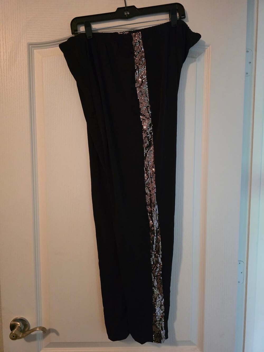 NWT LBISSE Sequin Stripe Leggings Women's Plus Size 3X Black Made in USA